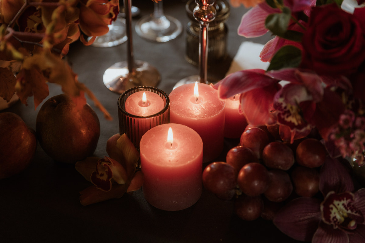bougies fleurs décoration de mariage